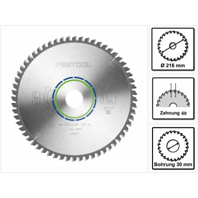 FESTOOL Lame de scie circulaire - alu - &Oslash;216 mm - 60 dents - 493201