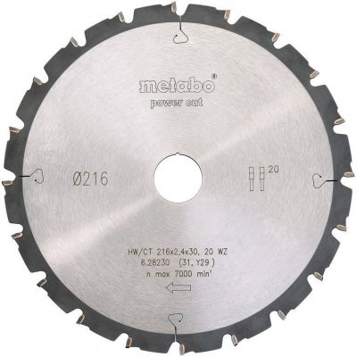 METABO Lame de scie circulaire HW/CT 216 x 30 x 2,4/1,8 mm - 20 dents