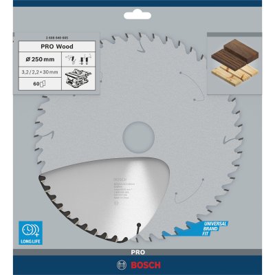 BOSCH Lame de scie circulaire Optiline Wood 250 x 30 x 3,2 mm, 60 1pc