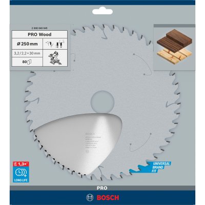 BOSCH Lame de scie circulaire Optiline Wood 250 x 30 x 3,2 mm, 80 1pc