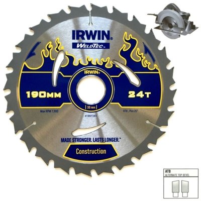 IRWIN Lame de scie circulaire portative Weldtec &Oslash; 190x30 mm 24 dents