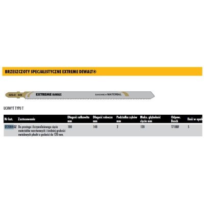 DEWALT Lame de scies sauteuses 180-148mm DT2084