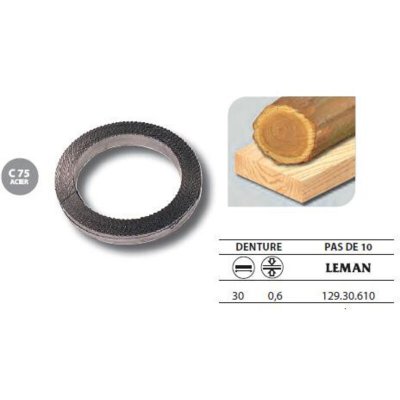 LEMAN Lame scie &agrave; ruban acier en rouleau pour bois Classic Larg. 30 Ep. 0,6 pas (tpi) DC10