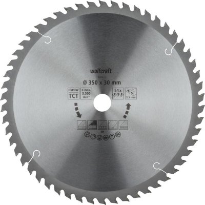 WOLFCRAFT Lame scie CT - s&eacute;rie Table - 54 dents altern&eacute;es - 350x30x3.5mm