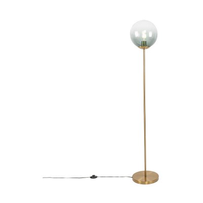 QAZQA Lampadaire art d&eacute;co en laiton avec verre vert - pallon mezzi