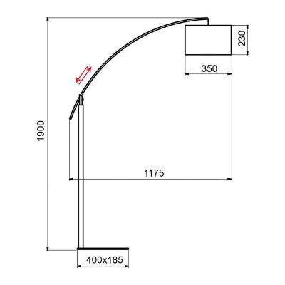 ALUMINOR Lampadaire avec Bras Chrom&eacute; - Ebene - 190 cm