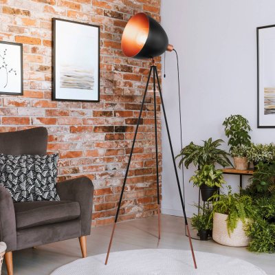 EGLO Lampadaire Chester en noir/cuivre