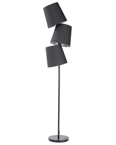 BELIANI Lampadaire Design &agrave; 3 Abat-Jour E14 Max 40W en M&eacute;tal et Tissu Noir 164 cm Rio Grande
