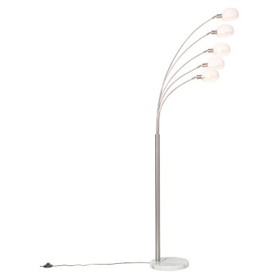 QAZQA Lampadaire design en acier avec verre opale 5 lumi&egrave;res - Sixties Marmo