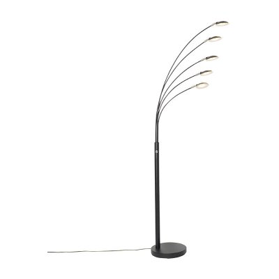 QAZQA Lampadaire design noir avec 5 lumi&egrave;res LED - Sixties Trento