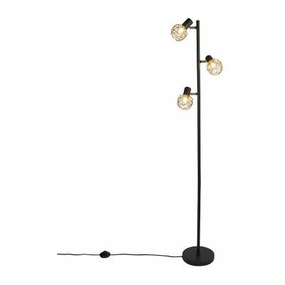 QAZQA Lampadaire design noir avec or 3 lumi&egrave;res orientable - mesh