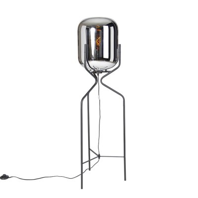 QAZQA Lampadaire design noir avec verre fum&eacute; - bliss