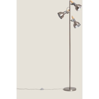 LEDKIA Lampadaire Emer M&eacute;tal 3 Spots Argent&eacute; Argent - Argent