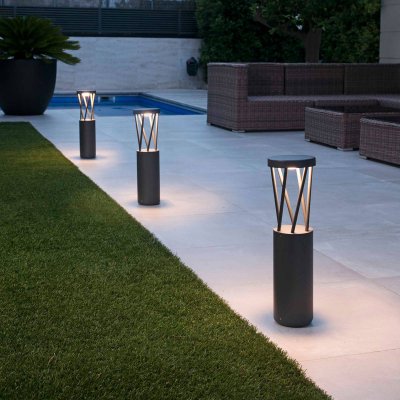 FARO BARCELONA Lampadaire ext&eacute;rieur &agrave; LED gris fonc&eacute; sur pied 10W 3000K IP65