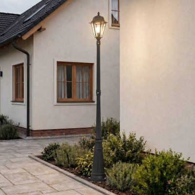 LINDBY Lampadaire ext&eacute;rieur 'Edana' en aluminium - gris graphite, transparent