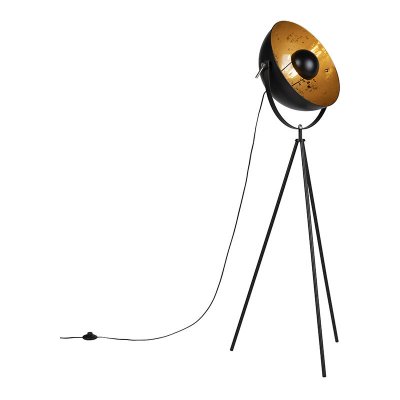 QAZQA Lampadaire industriel tr&eacute;pied noir - magna 40 eglip