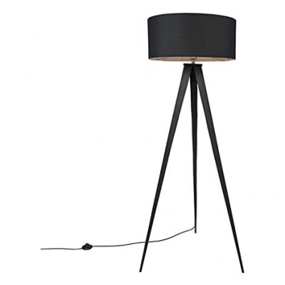QAZQA Lampadaire intelligent noir avec abat-jour noir avec Wifi A60 - Ilse