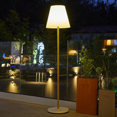 LUMISKY Lampadaire lumineux solaire STANDY WOOD SOLAR Bois clair M&eacute;tal H150cm