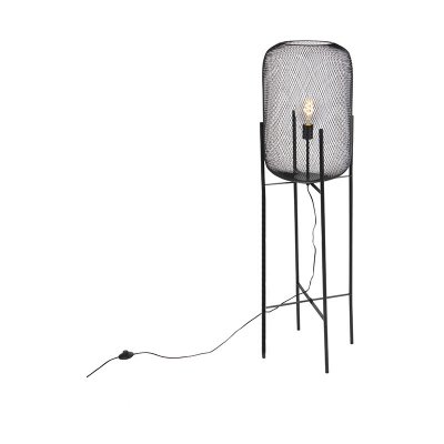 QAZQA Lampadaire moderne noir - Bliss Mesh