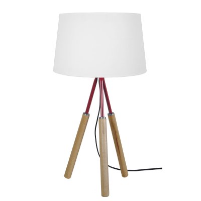 TOSEL Lampe 3 pieds Goteborg 60 cm 20 W &eacute;quivalent a 75 W rouge et beige