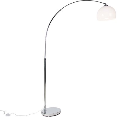QAZQA Lampe &agrave; arc intelligente chrome avec abat-jour blanc avec Wifi A60 - Arc Basic