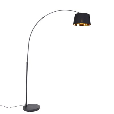 QAZQA Lampe &agrave; arc moderne noire avec or - Arc Basic
