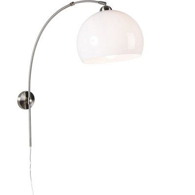 QAZQA Lampe &agrave; arc murale intelligente en acier avec abat-jour blanc, y compris Wifi A60 - Bow