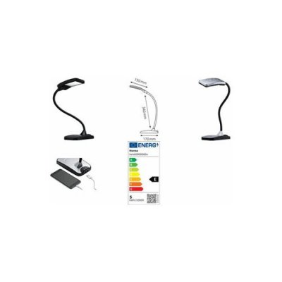 HANSA Lampe &agrave; led  Twist - bras flexible - base m&eacute;tal coloris noir