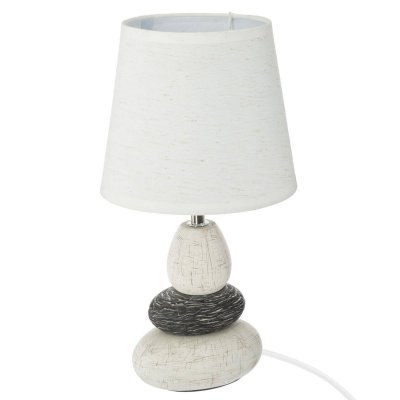 ATMOSPHERA Lampe &agrave; poser avec 3 galets en c&eacute;ramique - H 33 cm - Ivoire