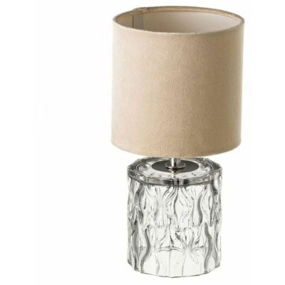 WADIGA Lampe &agrave; Poser Base en Verre et Abat-jour en Velours Beige - Hauteur 29cm