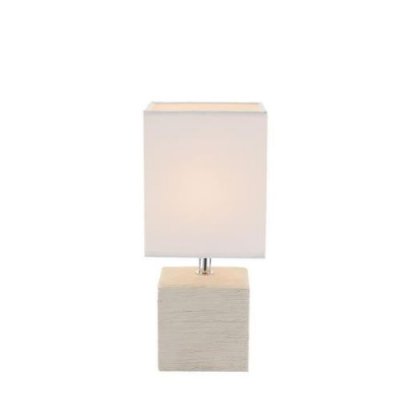 GLOBO LIGHTING Lampe a poser c&eacute;ramique - Tissu blanc - Interrupteur - 13x11x29 cm - Beige