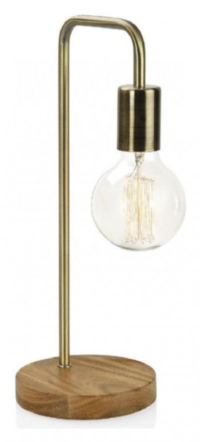 ANDREA HOUSE Lampe &agrave; Poser Courb&eacute;e Design en Bois et Laiton