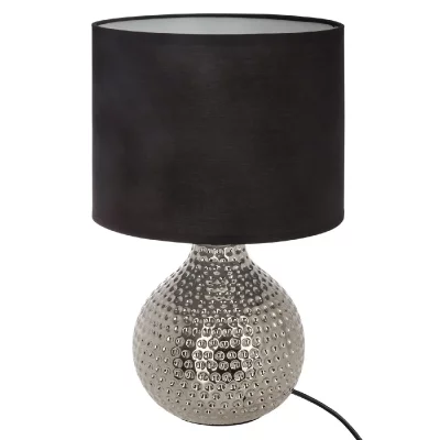 ATMOSPHERA Lampe &agrave; poser design martel&eacute; Angie - H. 38 cm - Argent