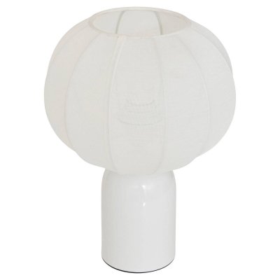 ATMOSPHERA Lampe &agrave; poser en acier design moderne Blanc 25x25x33 cm