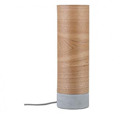 PAULMANN Lampe &agrave; poser en bois Skadi avec pied en b&eacute;ton