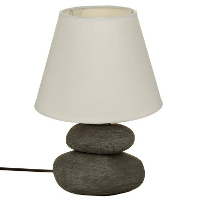 ATMOSPHERA Lampe &agrave; poser en c&eacute;ramique stri&eacute;e forme galet H 30 cm