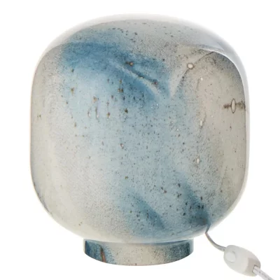 J-LINE Lampe &agrave; Poser en Verre ""Bola"" 21cm Bleu & Blanc