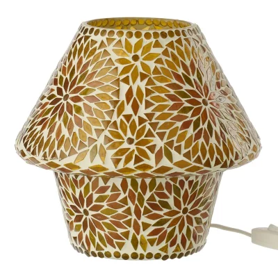 PARIS PRIX Lampe &Agrave; Poser Mosa&iuml;que ""mari"" 24cm Marron & Orange