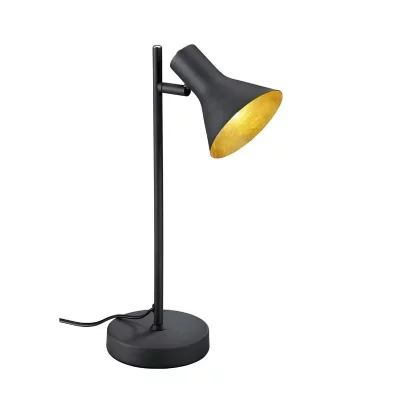 TRIO Lampe &agrave; poser Nina noir mat interieur or