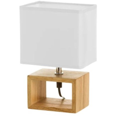 UNIMASA Lampe &agrave; Poser Rectangle Bois Abat-jour Blanc - Blanc