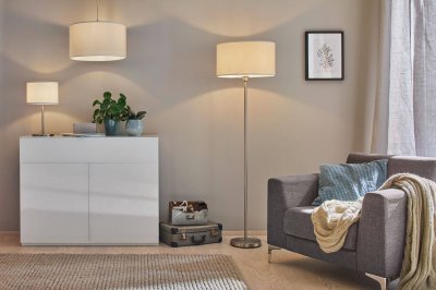 PAULMANN Lampe &agrave; poser tessa - 40w - e14 - sans ampoule - dimmable - cr&egrave;me/acier bross&eacute;