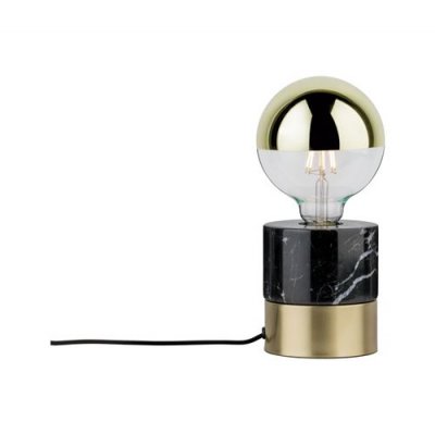 PAULMANN Lampe &agrave; poser Vala - 20W - E27 - Sans ampoule - Dimmable - Marbre noir/Laiton