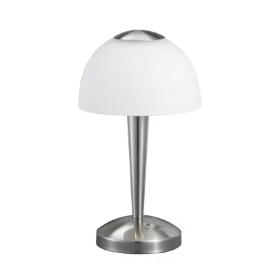TRIO Lampe &agrave; poser ventura led touch nickel et verre blanc &oslash;15 cm  lighting