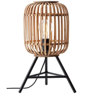 BRILLIANT Lampe &agrave; poser woodroow en m&eacute;tal noir et rotin naturel