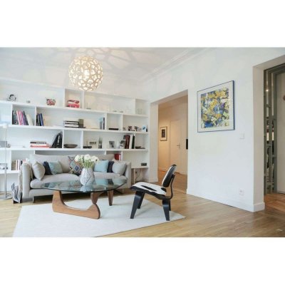 DAVID TRUBRIDGE Lampe coral color&eacute;e 60cm bambou et blanc