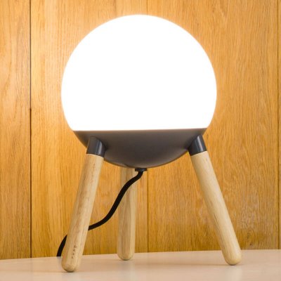 FARO BARCELONA Lampe de table en bois et verre gris Mine - 
