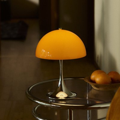 LOUIS POULSEN Lampe de table orange opale et chrome PANTHELLA 250 V3 - 