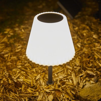 LUMISKY Lampe de table solaire 2 en 1 LADY SPIKE BOUFFANT Blanc Acier H62cm