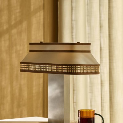 MARKET SET Lampe en coton et papier beige cr&egrave;me Square - 
