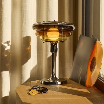 MARKET SET Lampe en m&eacute;tal et verre ambre 28x38cm Sunset - 